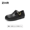 Zapatos Birkenstock negros ZHR para mujer, nuevo modelo otoño 2026, mocasines versátiles sin cordones para ir al trabajo, zapatos de cuero que aumentan la altura