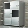 Estantería de Almacenamiento de Acero Inoxidable con Cerradura, Puerta de Gabinete, Panel Trasero, Deslizante, Totalmente Cerrado, de Pie, Estantería de Almacenamiento Multicapa
