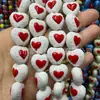 Venda Quente Transfronteiriça Esquema de Cores Dopamina Formato de Coração Bolinhas Brincalhão e Fofo Contas Cerâmicas Dupla Face Acessórios DIY Atacado