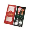 Acero Inoxidable Tamaño Grande Muñeco de Navidad Cuchara Tenedor Traje Niños Dibujos Animados Santa Claus Cuchara para Comer Tenedor de Postre Fruta