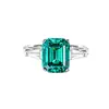 Anillo de Plata de Ley S925 para Mujer con Aguamarina de Corte Esmeralda, Circonita 5A, Anillo de Diamante de Alto Carbono, Diseño de Nicho con un Sentido de Sofisticación