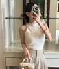 Actualización de Talla Chic Coreano Verano Nuevo Estilo Cuello Halter Sexy Versátil Top sin Mangas de Punto Estilo Coreano Ropa para Mujer 2026