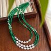 Collar Guofeng Vintage de alta calidad Calcedonia Verde Natural Perla Shi Jia Zhengyuan Cadena Clavícula