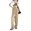 Pantalones de cintura alta holgados de color liso para mujer, estilo coreano, estilo informal, de pierna ancha, estilo vertical, para verano de 2024