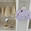 [Le En Baby] Chá de Bolhas com Pasta de Taro! Conjunto de três peças para meninas: regata base de outono com design original e calça de bolinhas