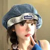 Boina de Sarja com Aba Dobrável para Mulheres, Novo Estilo Coreano Primavera/Verão 2026, Chapéu Octogonal para Cabeça Grande, Chapéu de Artista Emagrecedor