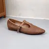 2025 Nuevos Zapatos Casuales de Moda Tejidos de Piel de Vaca con Hebilla Puntiaguda Zapatos de Mujer
