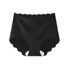 Pantaletas Adhesivas Onduladas de Seda Helada sin Costuras de Cintura Alta para Control de Abdomen, Anti-rozaduras, Ligeras, Cómodas, Transpirables, Antibacterianas para Mujer