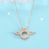 Collar de anillo mágico BB de plata S925 para mujer, verano, oro de color 18K, alas de ángel, cadena para clavícula, moda, colgante simple e inteligente