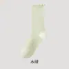 Calcetines apilados con borde de volantes para mujer, verano, malla fina, transpirables, antibacterianos, calcetines de punto Zhuzhi hasta la pantorrilla para el posparto con encaje dulce