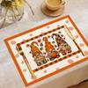 Temu Nuevo Festival de Otoño Celebra la Decoración de Acción de Gracias con Mantel Individual de Lino Estampado Floral de Calabaza Aislante Impermeable