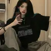 Camiseta de Manga Curta Algodão Puro Estampa de Letras Marca Tendência Estilo Retrô Americano Tamanho Plus Size, Roupa Unisex Tamanho Extra Grande Oversize para Casal
