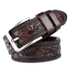 Cinto de Couro Popular Transfronteiriço com Fivela de Pino e Design Gravado, Cinto Masculino, Cinto da Moda para Jeans, Fabricante de Cintos de Couro Masculino