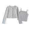 RY24375-24 outono novo estilo europeu e americano cardigã sem mangas conjunto de duas peças top justo fino