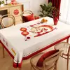 Toalha de Mesa de Ano Novo em Vermelho, Festiva, Sem Lavar, Luxo Leve, Toalha de Mesa de Alta Qualidade, À Prova d'Água e de Óleo, Sensação de Luxo, Toalha de Mesa com o Personagem '', Toalha de Mesa de Centro