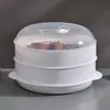 Cesta Grande para Vaporera de Microondas para Uso Doméstico, Bandeja de Plástico Multifuncional para Cocinar al Vapor con Tapa para Calentar Tamales en la Cocina