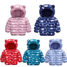 Nuevas chaquetas de algodón ligeras para niños y niñas con patrones y colores de otoño e invierno, chaquetas de algodón para bebés y niños pequeños.