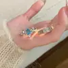 Anel de Dedo Indicador Vintage Retrô Novo Chinoiserie Azul Coroa de Lágrima Gota d'Água Bicolor Medieval de Alto Padrão Exquisito