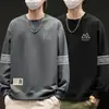 Sudadera de Cuello Redondo para Hombre, Marca de Tendencia Otoñal, Versátil Estampada Holgada de Manga Larga, Atuendo Unisex para Pareja, Top de Estudiante