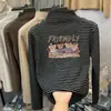 Camada Interna Listrada da Moda para Meninas com Camisa Térmica de Base, Nova Camiseta Versátil de Manga Longa Quente para Outono e Inverno