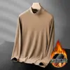Camada de Base Masculina Quente para Inverno e Outono De Rong Cor Sólida Camiseta Masculina Slim Fit Armazenamento de Calor Camiseta Camada Interna Tendência Manga Longa Masculina