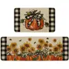 Amazon Alfombra de Piso de Calabaza para Cocina de Otoño Absorbente Resistente a la Suciedad Felpudo para Fregadero Felpudo de Puerta de Acción de Gracias Juego de Dos Piezas para Entrada