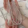Colar Manta Rose Rosa Frio Roxo Pérola Corrente de Colar Nicho Suave Francês Luxo Leve Alto Padrão Mulheres