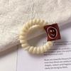 Anillo para el cabello tipo línea telefónica sonriente estilo café con leche simple para mujer, cuerda para el cabello nueva, cubierta de cuero, banda de goma de alta elasticidad