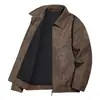 TransfronterizoNueva chaqueta de cuero PU para hombre, estilo workwear retro americano, resistente y relajada, estilo old money, moda callejera simple