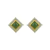Brincos Quadrados Geométricos de Prata de Lei S925 com Jade Hetian para Mulheres, Nova Moda Estilo Chinês, Luxo Leve, Brincos Simples e Sofisticados