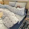 Conjunto de cama de quatro peças grau A para maternidade e infantil para dormir nu na cama, algodão puro genuíno, lençol e capa de edredom estilo Fair Isle, conjunto de três a quatro peças para dormitório