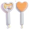 Peine para el cabello Shunfa con patrón lindo para niños, color macarrón con forma de corazón de melocotón, peine para masaje del cuero cabelludo, retrato de cabeza de gatito y ternera