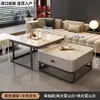 Mesa de Café de Lujo Ligero para Sala de Estar, Estilo Minimalista Moderno para Apartamentos Pequeños, Nuevo Modelo 2026, Mesa de Café Cuadrada de Vidrio Pizarra de Moda