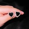 Nuevos pendientes de estilo dulce con forma de corazón, de moda, para celebrar internet, con personalidad, con diamantes, pequeños, personalizados y a juego para mujer.