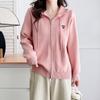 Talla Grande Gordo mm Otoño Nuevo Casual Suelto Adelgazante Look Punto con Capucha Top Doble Cremallera Chaqueta Pequeña A3297