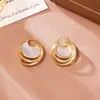 Diseño de Lujo Ligero, Pendientes Metálicos Multicapa de Nácar, Gama Alta, Modernos y Personalizados, Pendientes de Estilo Fresco, Femeninos y Elegantes