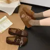 Zapatos Birkenstock Retro para Mujer 2026 Otoño Nuevos Correa con Doble Hebilla Uso Bidireccional Zapatos de Mujer Ante Interior Elevador Zapatos sin Cordones Mocasines