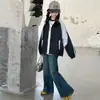 Conjunto Infantil Primavera e Outono 2026 Nova Moda Roupas de Outono para Crianças Jeans para Crianças Grandes Jaqueta de Outono Blusa