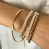 Pulsera de Perlas Transfronteriza Europea y Americana Conjunto Pulsera de Cuentas Elegante con Personalidad 5 Piezas Cadena de Cuerda Ottock Punk Multicapa