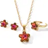 Joyería Gradiente Colorida Transfronteriza Europea y Americana para Mujer, Anillos Abiertos, Pendientes y Conjuntos de Collares Ligeros de Lujo a la Moda y Únicos Estilo Ins para Mujer