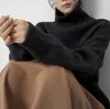 Suéter de Lana de Cuello Alto Estilo Perezoso de Gama Alta Europea para Mujer, Engrosado y Holgado, Suéter Básico de Punto Estilo Coreano para Mujer