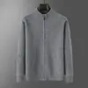 Cárdigan de lana pura transfronterizo para hombre, cuello alto, con cremallera completa, nuevo suéter de punto de lana para otoño e invierno
