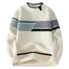 2026 Suéter de Punto con Bloques de Color Cuello Redondo Transfronterizo Amazon para Hombre Ropa de Punto Juvenil Espesado Moda Casual Superior