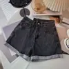 Shorts Jeans Feminino Novo de Cintura Alta Estilo Coreano Pequeno Fino Solto Emagrecedor Casual Dobrado Perna Larga Hot Pants para o Verão