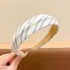Faixa de Cabeça Azul Xadrez de Aba Larga para Mulheres 2026 Novo Estilo Faixa de Cabeça Alta para Lavar o Rosto, Acessório de Cabelo para Uso Diário
