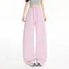 Pantalones Anchos de Cintura Alta Estilo Retro Americano Yc& con Cordón Elástico en la Cintura, Pantalones Curvos Fluidos, Pantalones Casuales para Mujer, Primavera y Verano