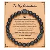 Amazon Explosions Pulsera para Hombre Pulsera de Piedra Volcánica Cuadrada Mate Regalo del Día del Padre Pulsera con Tarjeta para Papá