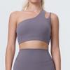 Top de Yoga Assimétrico de Um Ombro com Costas Nuas, Alças Irregulares, Sutiã Esportivo, Regata para Corrida e Fitness, Peça de Roupa Externa