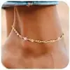 Tornozeleira de Ouro para Mulheres Pulseira de Tornozelo Torcida Corrente Twist Moda Fofa Ajustável Impermeável Prata