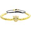 Pulsera de cuentas de cobre con cabeza de leopardo retro europea y americana, diseño minoritario femenino, pulsera de cuerda tejida con sentido del diseño, venta al por mayor de joyería transfronteriza